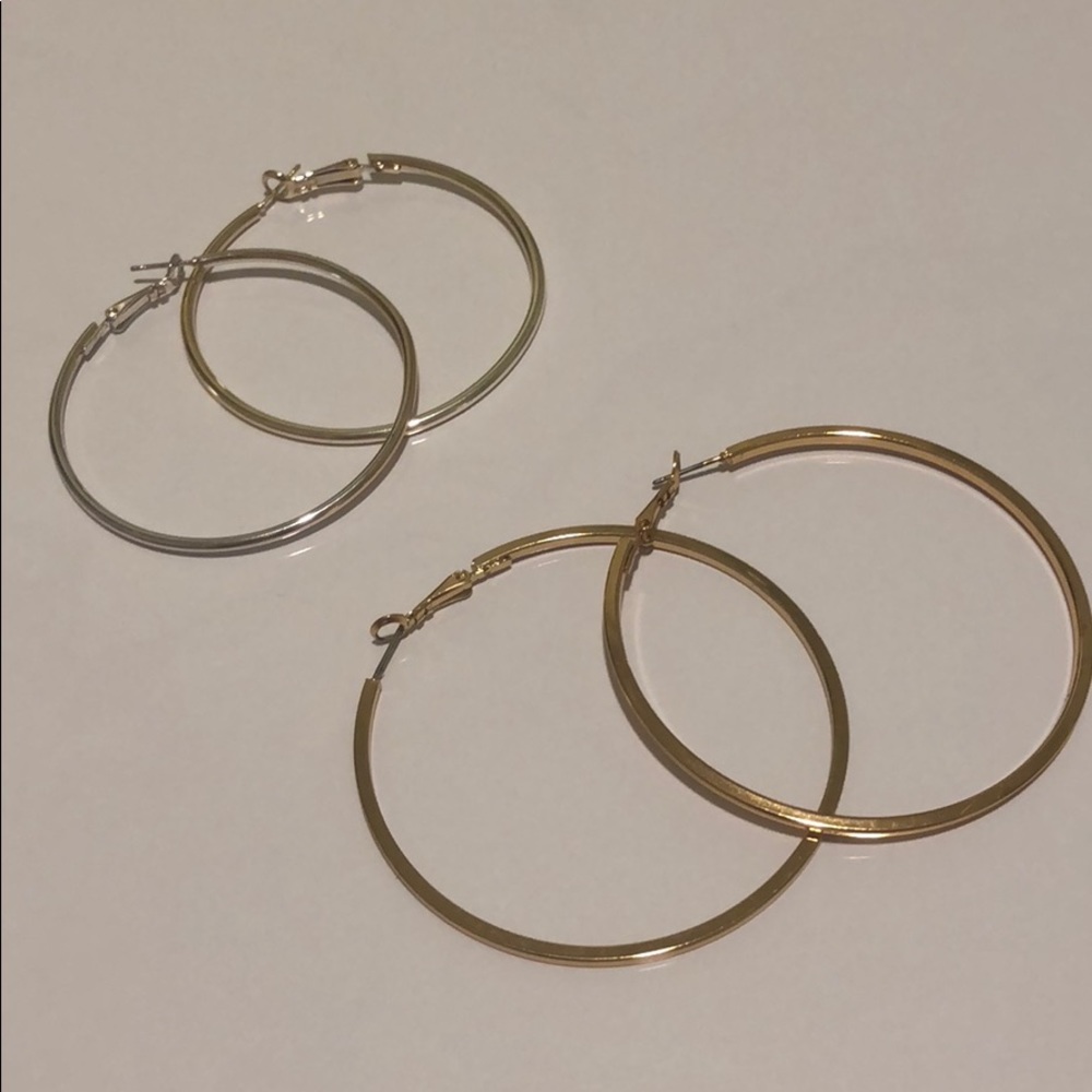Two pairs of hoop earrings